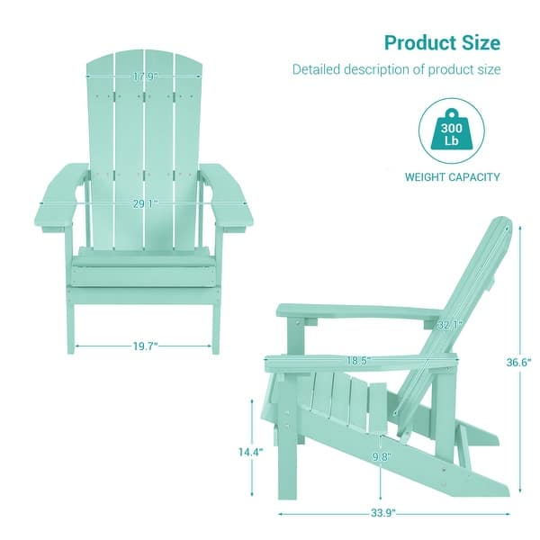 dimension image slide 8 of 10, Bonosuki Patio Faux Wood Adirondack Chair Weather Resistant-Set of 2