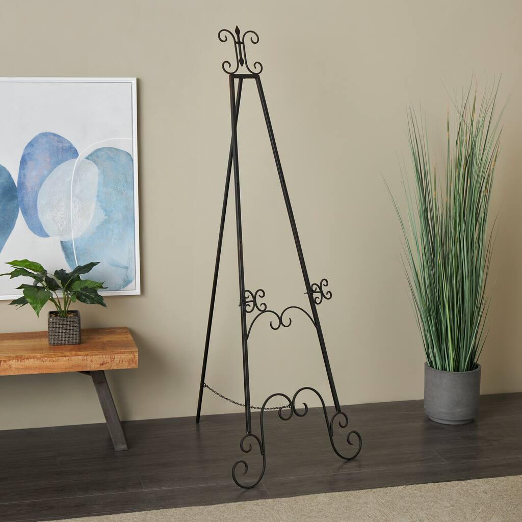 Black Metal Adjustable 3 Tier Scroll Display Easel with Chain Support