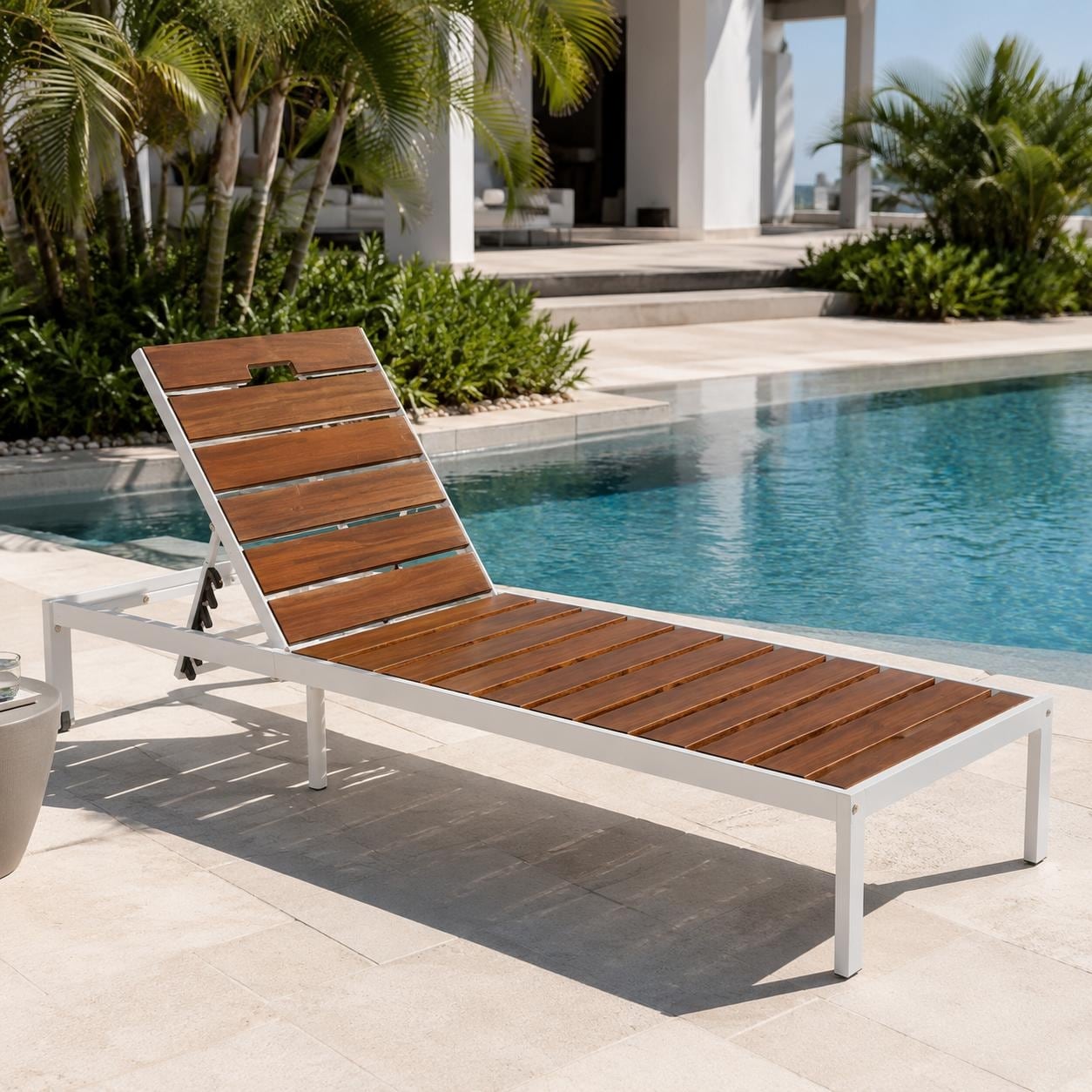 Modern Outdoor Chaise Lounge with 6-Level Adjustable Backrest by Leisure Zone