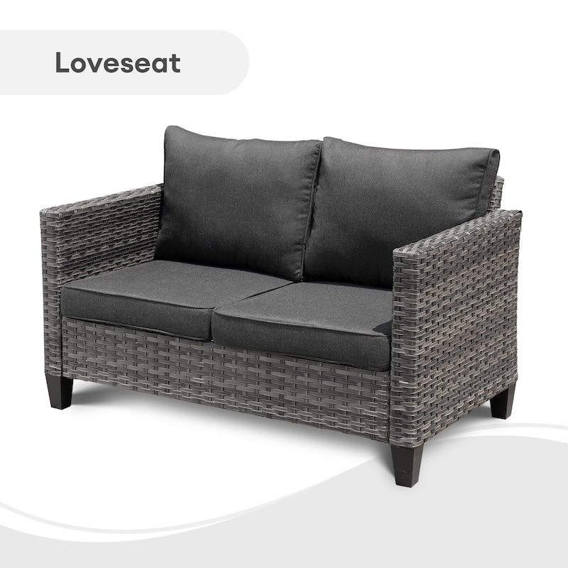 OVIOS 6-piece Patio Wicker Furniture Loveseat Conversation Set