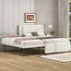 preview thumbnail 11 of 18, Upholstery platform bed with Headboard & Trundle, Pull Out Twin Platform Bed Underneath