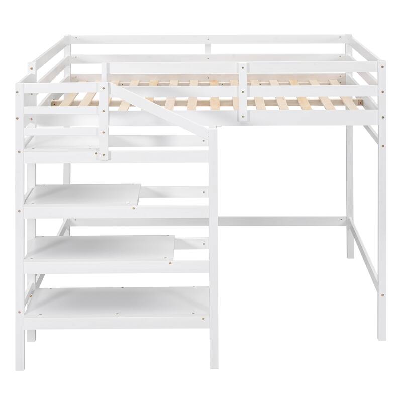 Space-Saving Full Loft Bed with Built-In Storage and Stairs, Ideal for Bedrooms