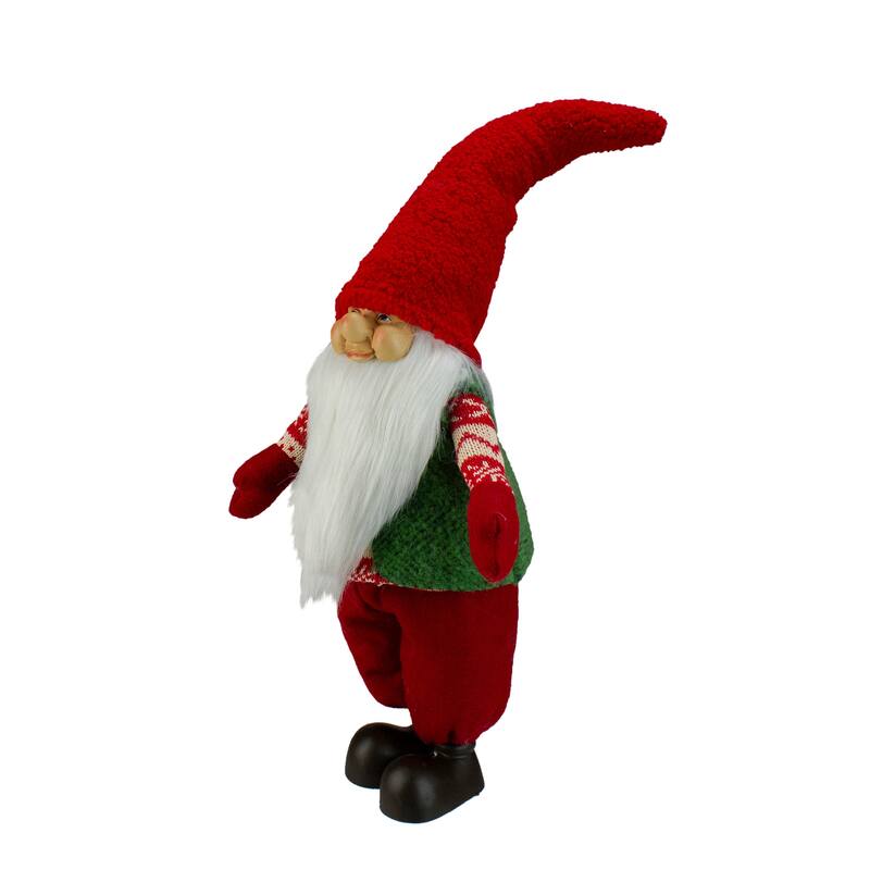 Smiling Santa Christmas Gnome Figure - 23" - Red and Green