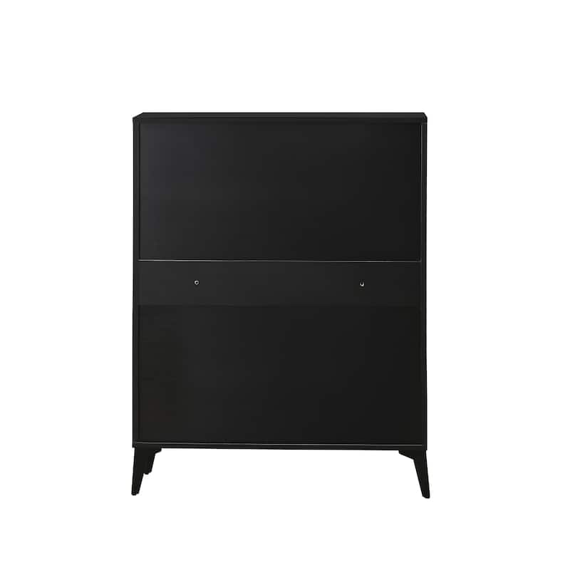 Modern Wood Shoe Storage Cabinet - 2 Flip Drawers and Drawer
