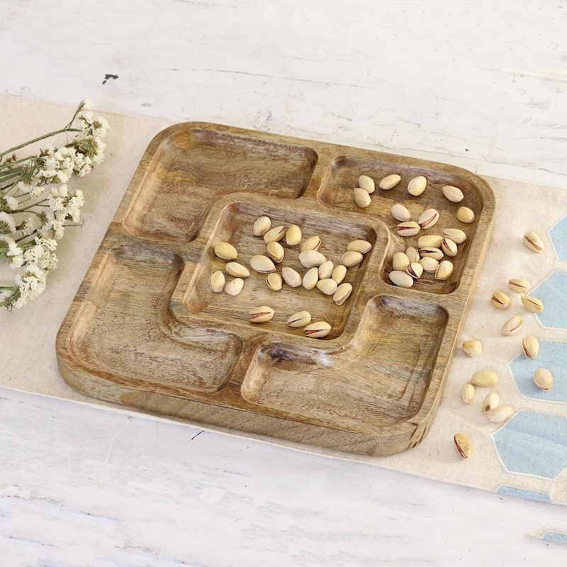 Novica Handmade Natural Style Wood Appetizer Platter