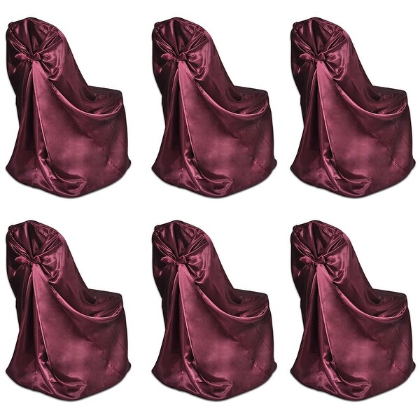 Shop 6pcs Burgundy Polyester Banquet Chair Covers Wedding ...