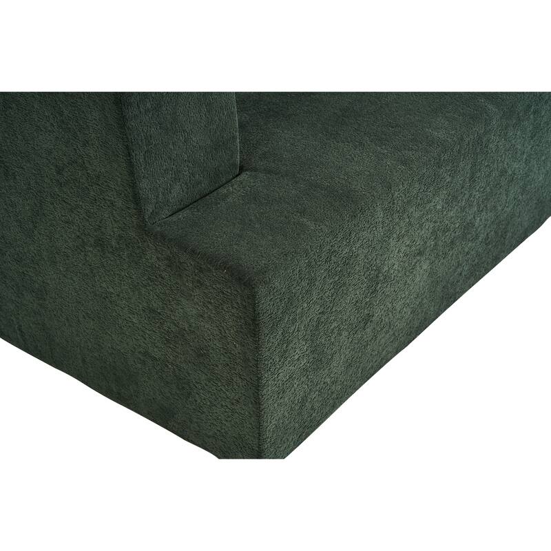 129.5" Chenille Memory Foam Sectional Sofa with Deep Seat, No Installation Required, and Quick Rebound Foam