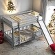 preview thumbnail 9 of 24, Twin over Twin Floor Bunk Bed with Slide and Ladder