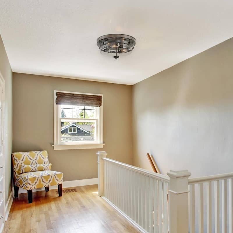 Modern Farmhouse 3-Light Glass Flush Mount Wood Grain Ceiling Lights - W 13.5"x H 6.5"