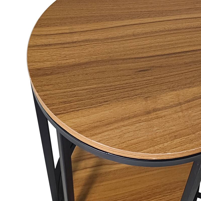 Furniture of America Aria Contemporary Natural Brown Wooden Round Nesting End Table Set of 2