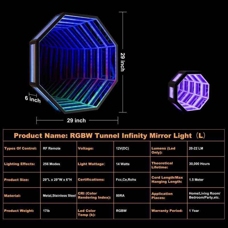 3D Mirror Infinity Tunnel Table Lamp