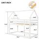preview thumbnail 7 of 5, White Twin over Twin Size Wood Loft Bed with Roof Design, Safety Guardrail and Ladder