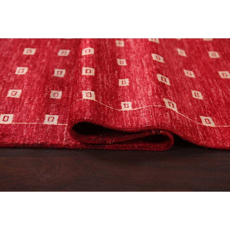 Red Gabbeh Kashkoli Oriental Wool Runner Rug Handmade Staircase Carpet - 2'9" x 10'1"