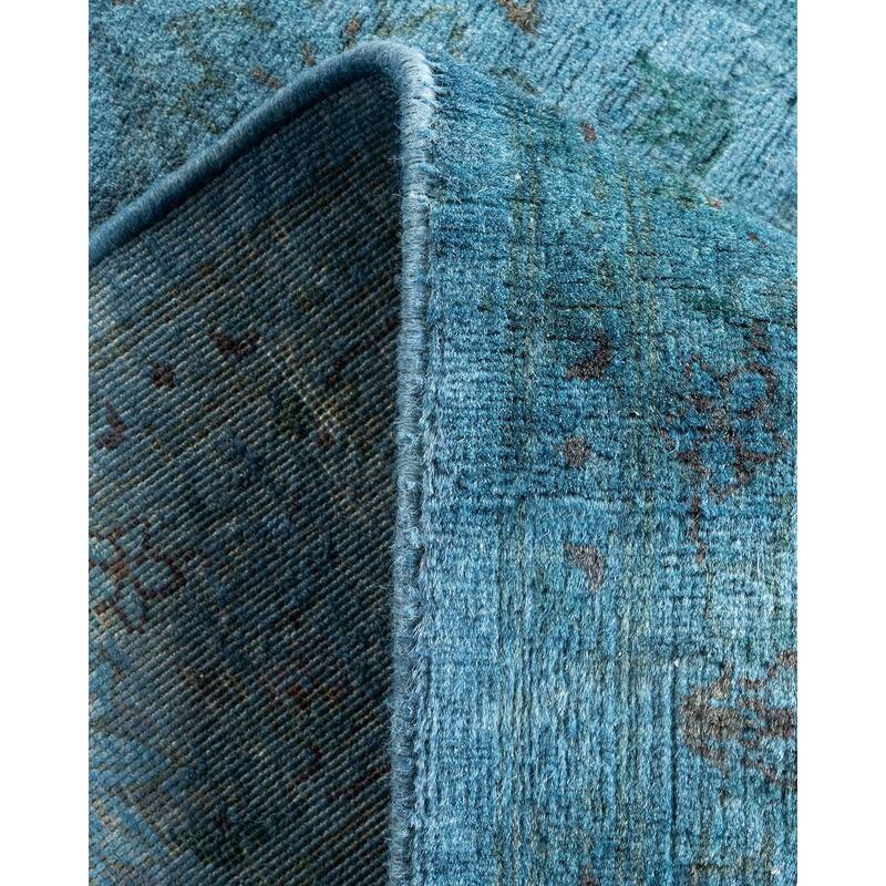 Overton Hand Knotted Wool Vintage Inspired Modern Contemporary Overdyed Blue Area Rug - 3' 1" x 5' 3"