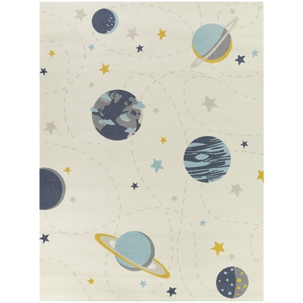slide 2 of 16, Mod-Tod Galaxy Orbit Space Pattern Multicolor Kids Area Rug 5'3" x 7' - Cream - Rectangle
