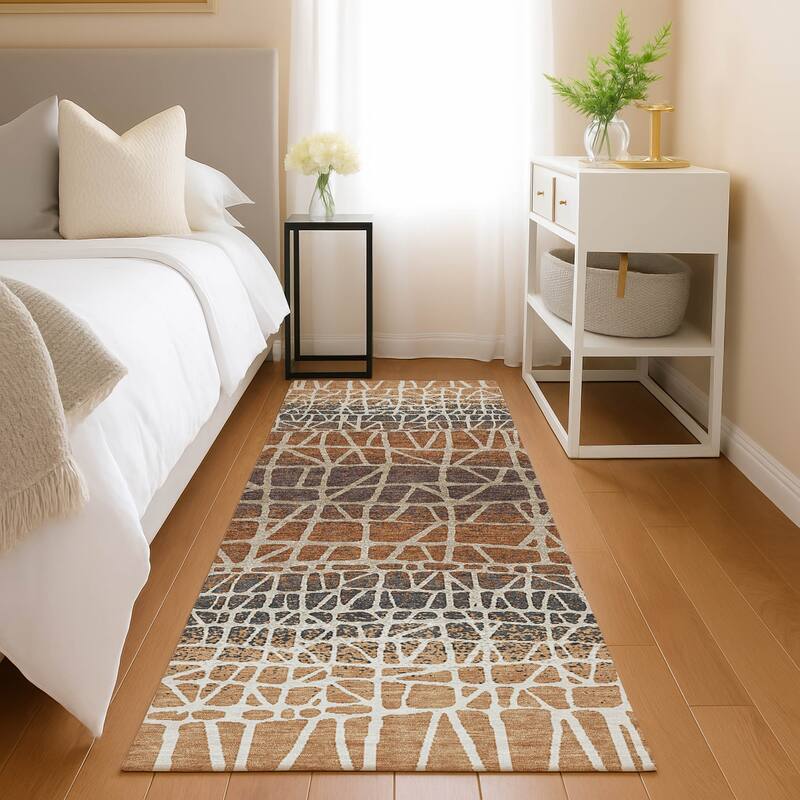 Machine Washable Indoor/ Outdoor Boho Global Chantille Rug