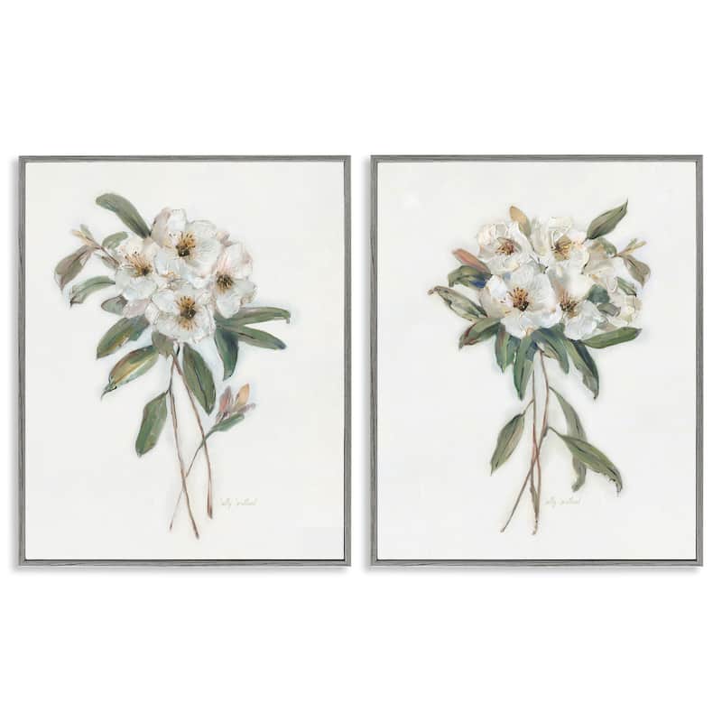 Stupell Wild Spring Flower Bundles Framed Giclee Art Design By Sally Swatland (Set of 2) - 11 x 14 - Grey