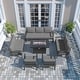 preview thumbnail 119 of 144, Aluminum Patio Outdoor Sectional Sofa Set with Fire Pit, Swivel Rocking Chairs and Ottomans