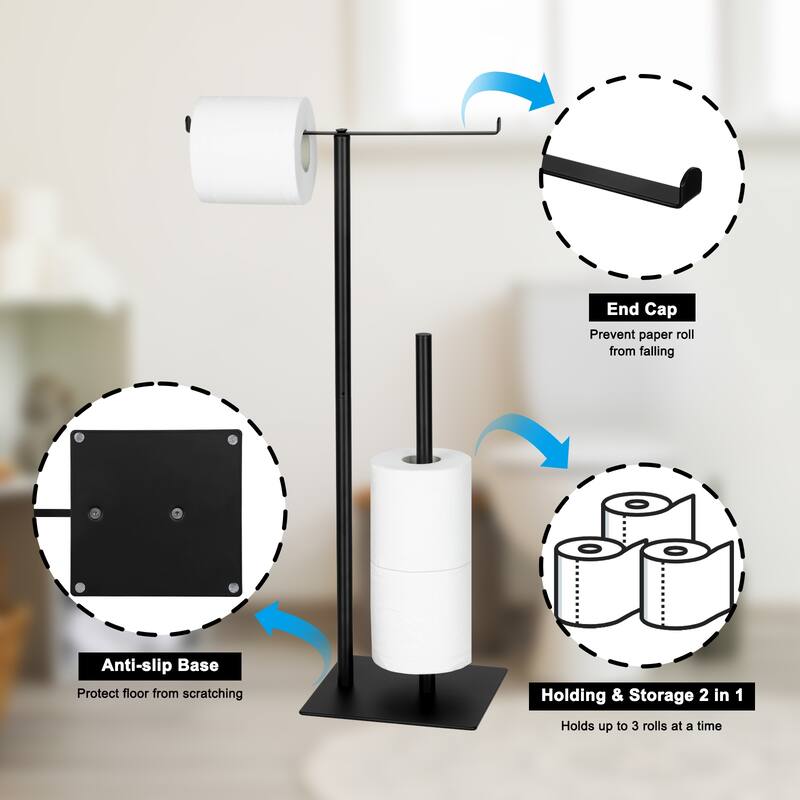 Toilet Paper Holder with Top Storage Shelf for Bathroom