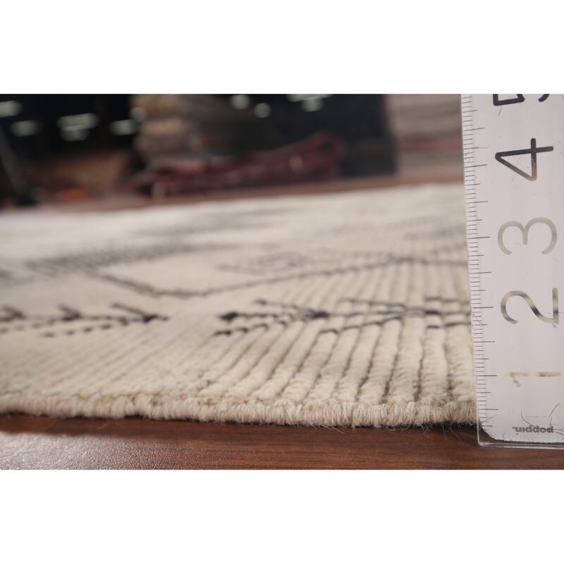All-Over Trellis Moroccan Area Rug Handmade Wool Carpet - 5'7"x 9'4"