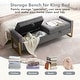 preview thumbnail 5 of 15, 66" Storage Bench King Size End of Bed with Double Lids and Gold Legs