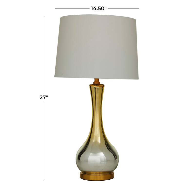 Gold Glass Table Lamp with Drum Shade