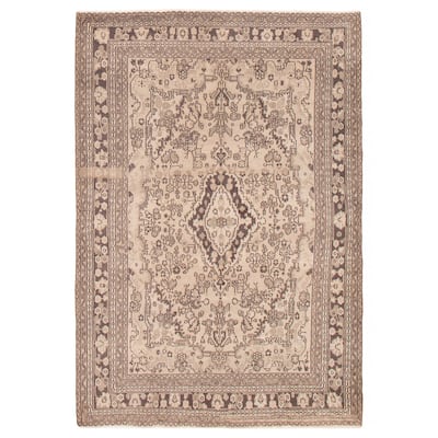 ECARPETGALLERY Hand-knotted Antalya Vintage Ivory Wool Rug - 6'8 x 9'7