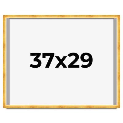 37x29 Shadow Box Frame Gold | 1.625 Inches Deep Real Wood Traditional