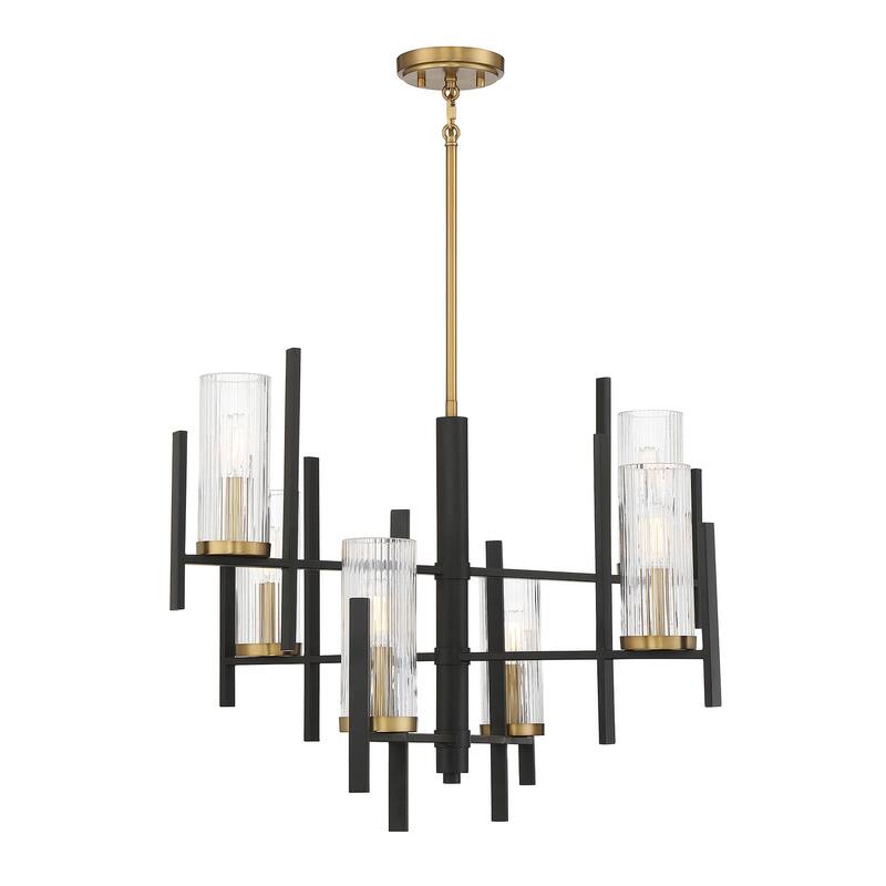Midland 6-Light Chandelier in Matte Black with Warm Brass Accents