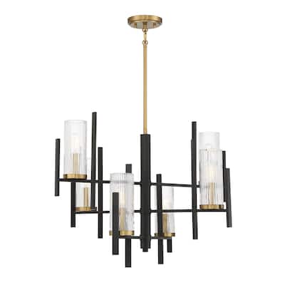 Midland 6-Light Chandelier in Matte Black with Warm Brass Accents
