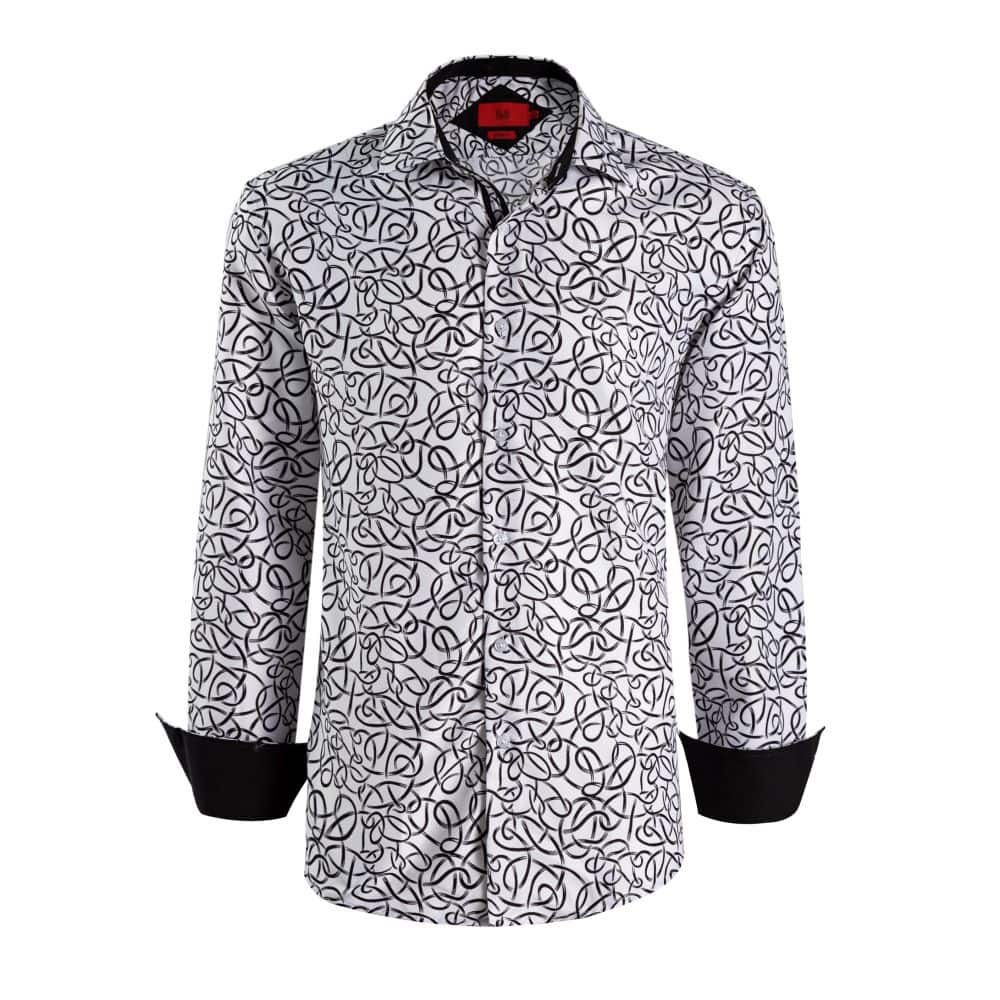 Elie Balleh Boys' Slim Fit Swirl Print Button-Down Shirt