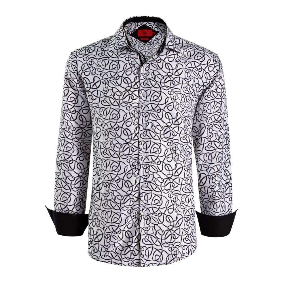 Elie Balleh Boys' Slim Fit Swirl Print Button-Down Shirt