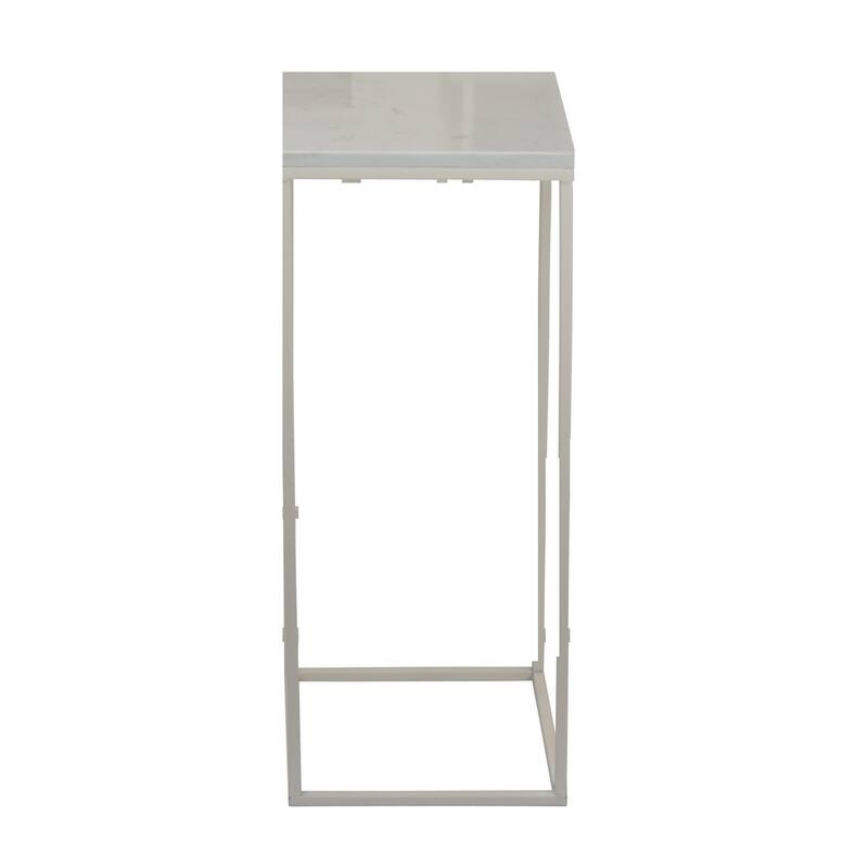 Plant Stand Table Set of 3, White Marble, Metal Frames, Square Tops