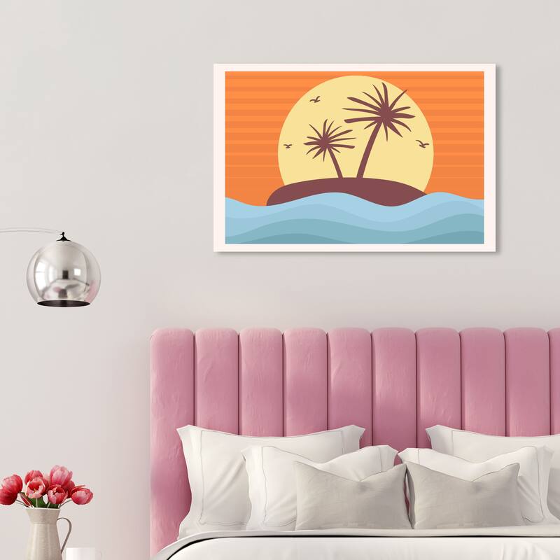 Wynwood Studio Canvas Nature and Landscape Retro Sunset Orange and Nautical & Coastal Wall Art Canvas Print - 20 x 30