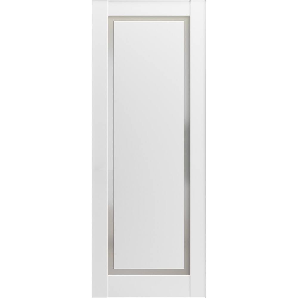 Slab Barn Door Panel | Planum 0888 Painted White with Frosted Glass