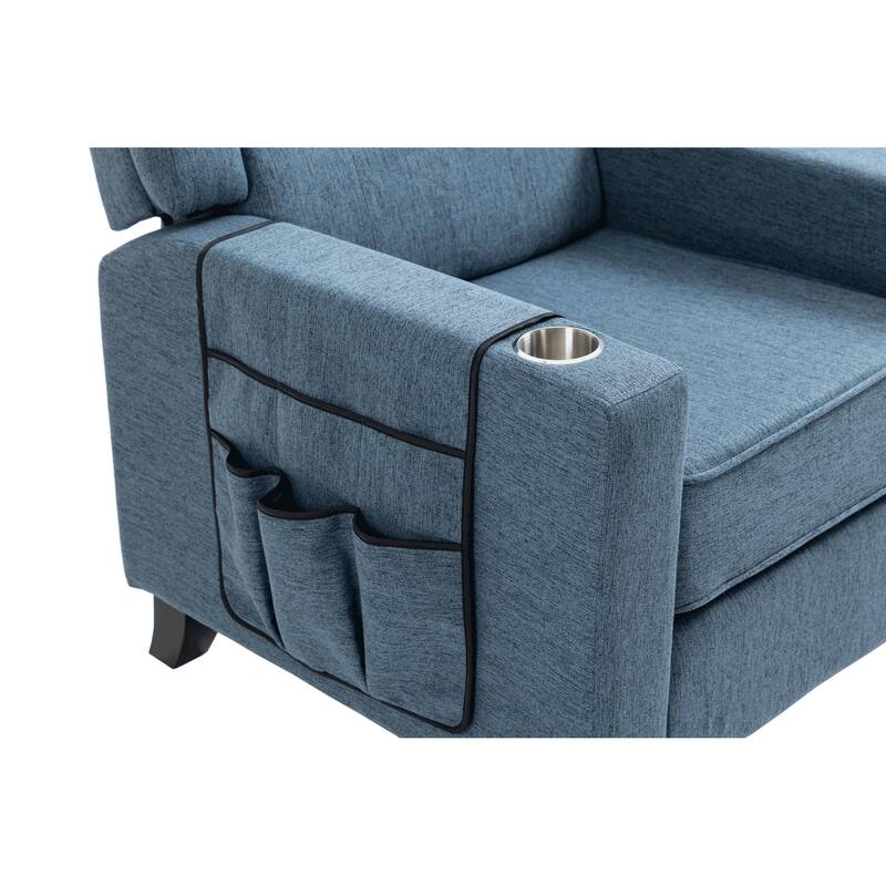 Modern Pushback Manual Recliner Chair Home Theater Seating Wingback Lounge Chair with Vibration and Heat