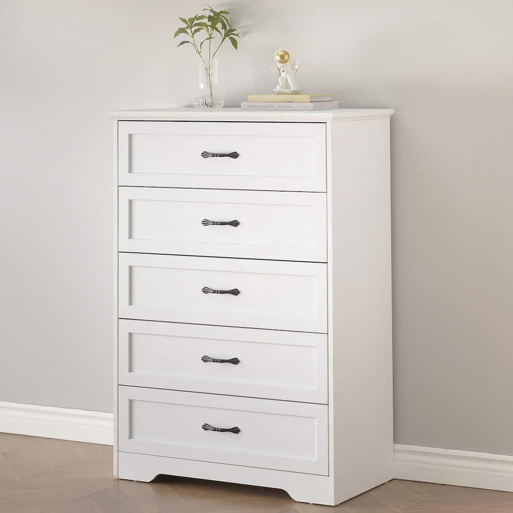 5/6 Drawer Dresser, Modern Wood Storage Chest Organizer for Clothes, Bedroom