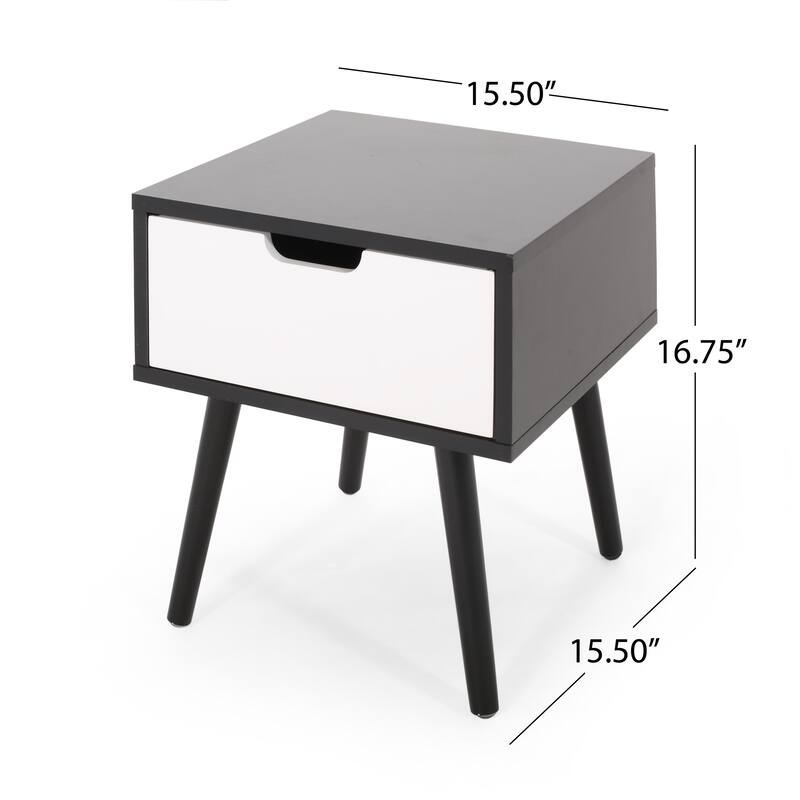 Roomfitters Modern End Table with Storage Drawer, Nightstand for Bedroom or Living Room