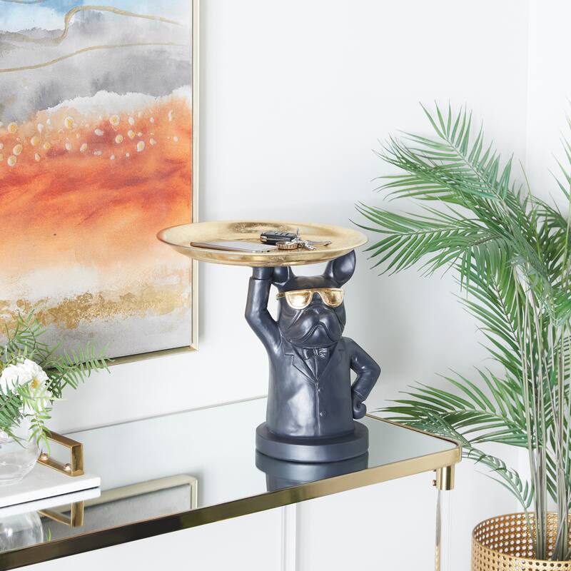 Black Polystone Traditional Sculpture - 15"L x 14"W x 14"H