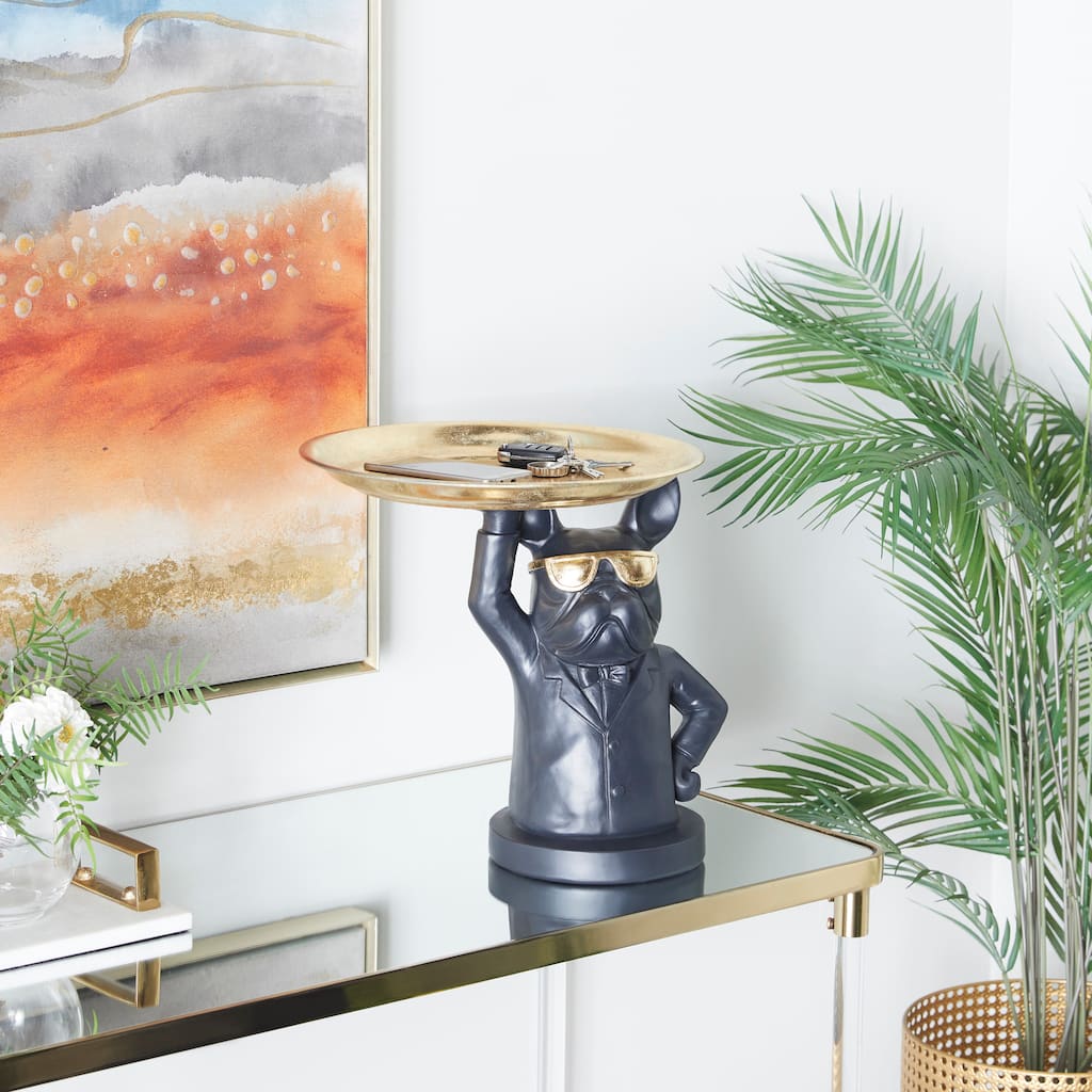 Black Polystone Traditional Sculpture - 15"L x 14"W x 14"H