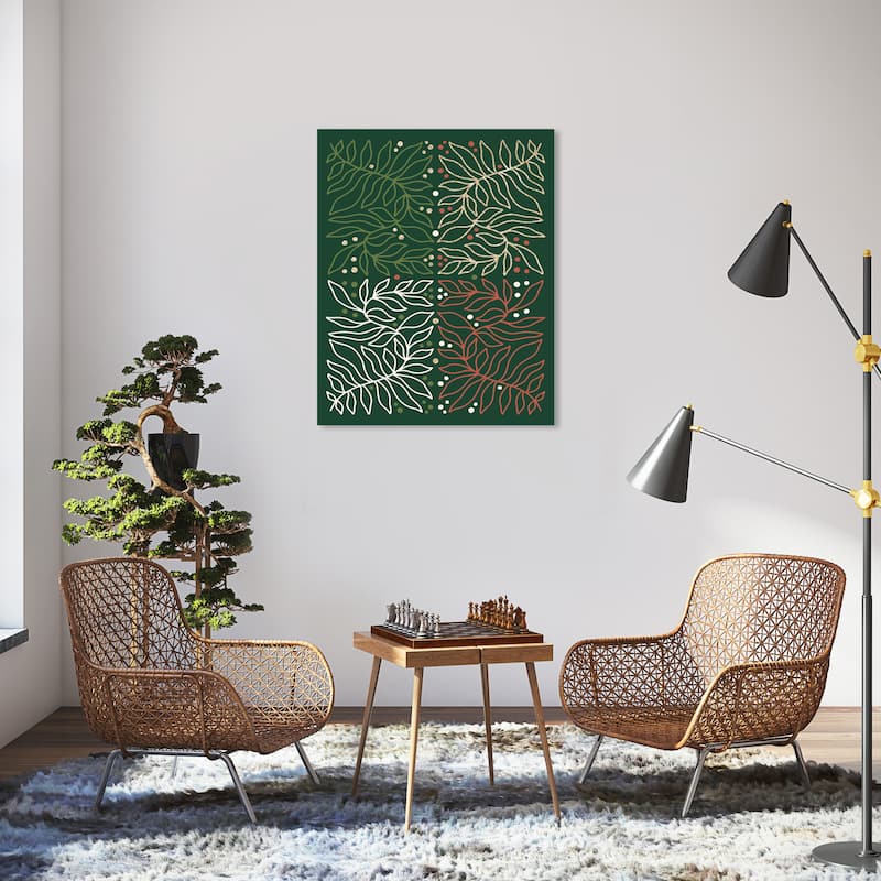 Wynwood Studio Canvas Floral and Botanical Wrapping Gift Paper Green Glam Wall Art Canvas Print - 20 x 24