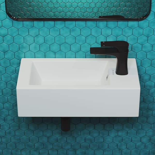 Voltaire 19.5 x 10 Rectangular Ceramic Wall Hung Sink with Right Side Faucet Mount