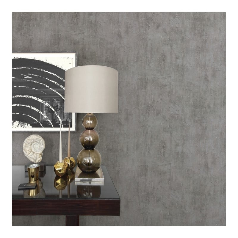 Brewster Ara Pewter Distressed Texture Wallpaper - 21 x 396 x 0.025