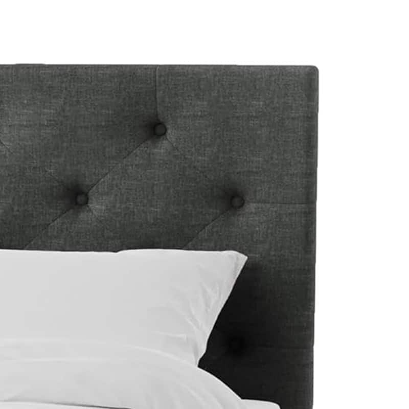 Sya Full Size Bed w Tufted Headboard, Underbed Storage, Dark Gray