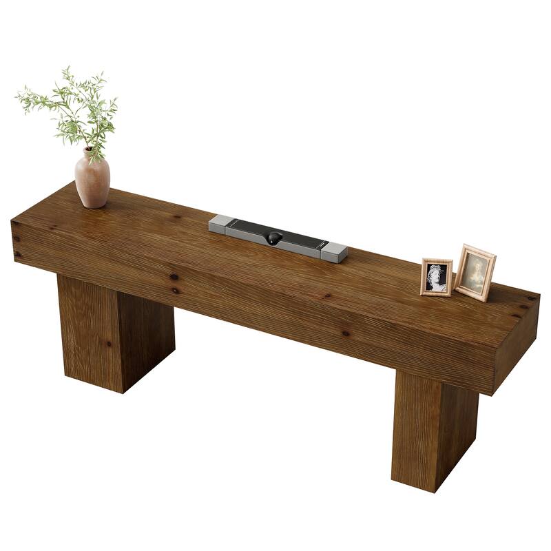 63" Farmhouse Entryway Shoe Bench, Solid Wood End of Bed Bench