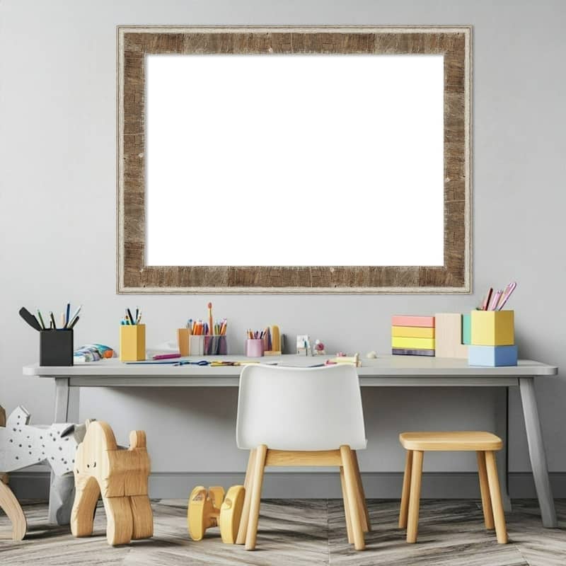 Amanti Art Farmhouse Brown Narrow Framed Dry Erase Magnetic Board