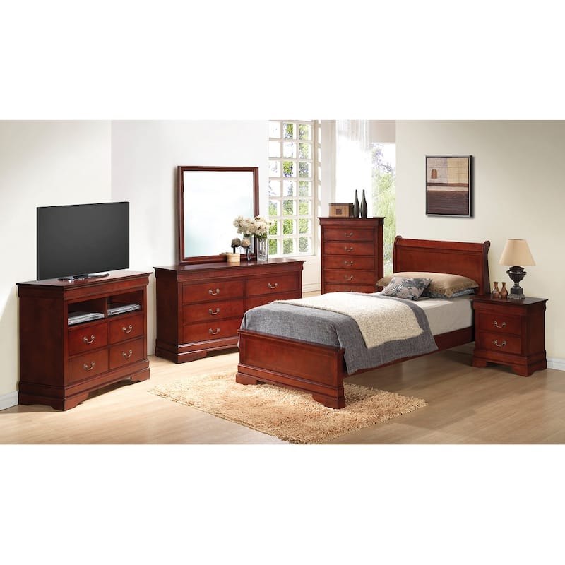 Solid Wooden Twin Panel Bed - 84" - Brown