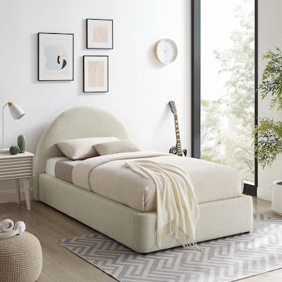 Resort Upholstered Fabric Arched Round Twin Platform Bed