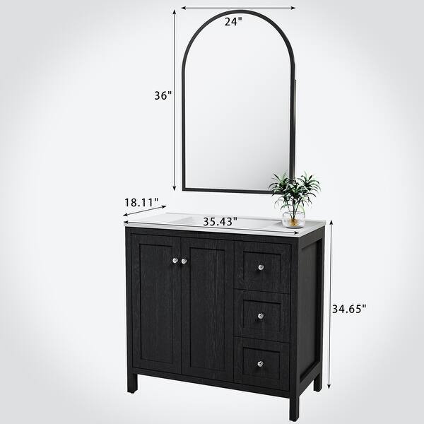 Bathroom Vanity with Top Sink Freestanding Vanity Set with Mirror Cabinet