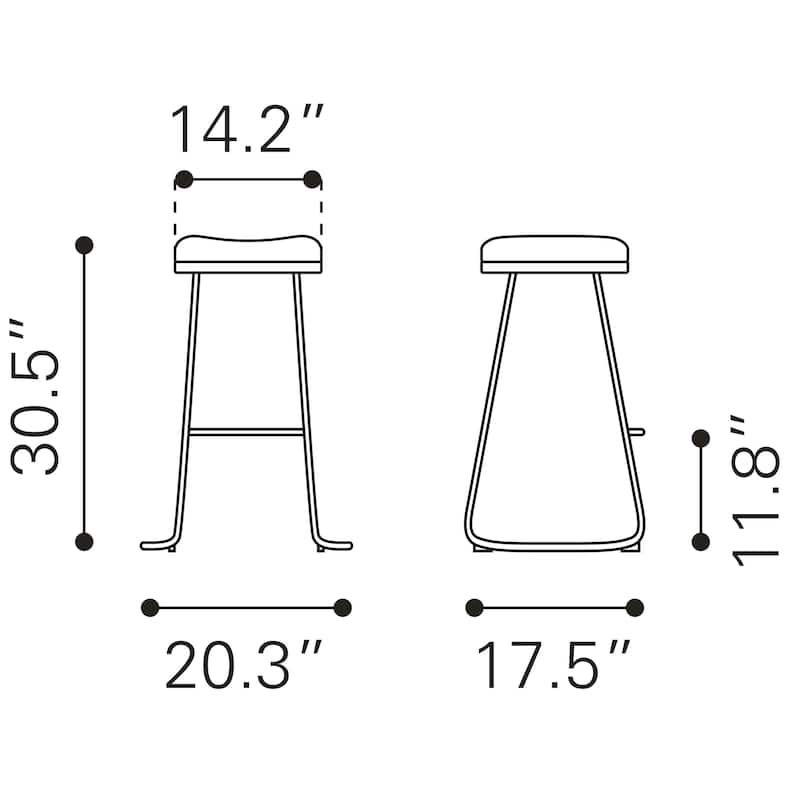 Barstool (Set of 2) - 20.3" W x 17.5" D x 30.5" H